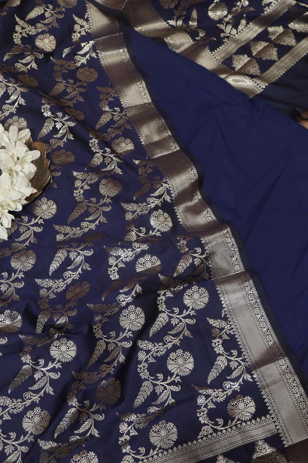 Elegant and Stylish Blue Plain Silk Suit With Blue Banarasi Silk Dupatta